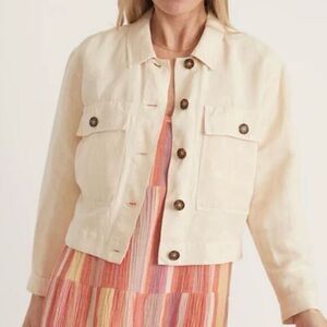 NWT Marine Layer Women's Beige Holland Crop Jacket Size L Casual Lightweight
